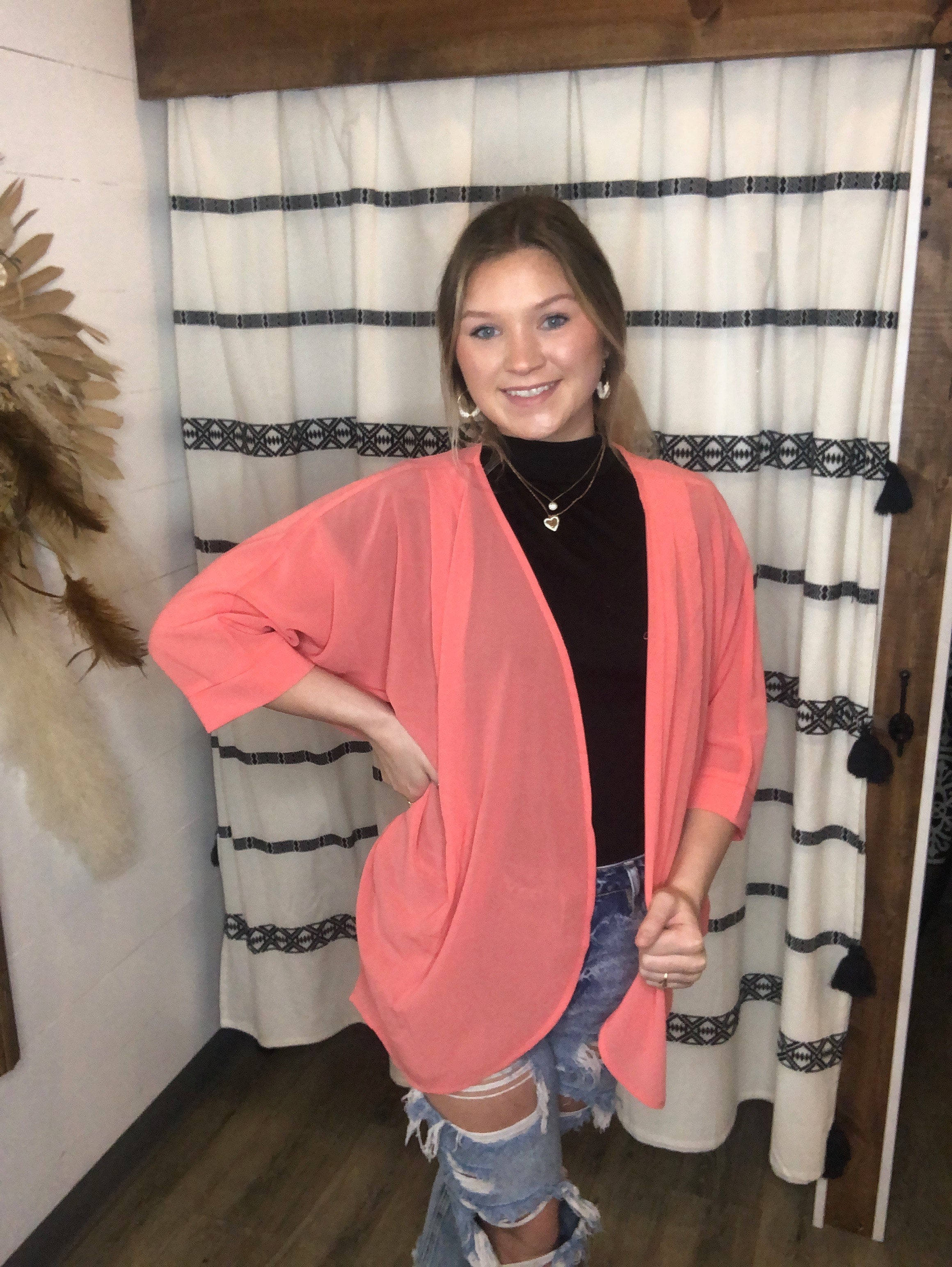 Coral cardigan outfit best sale